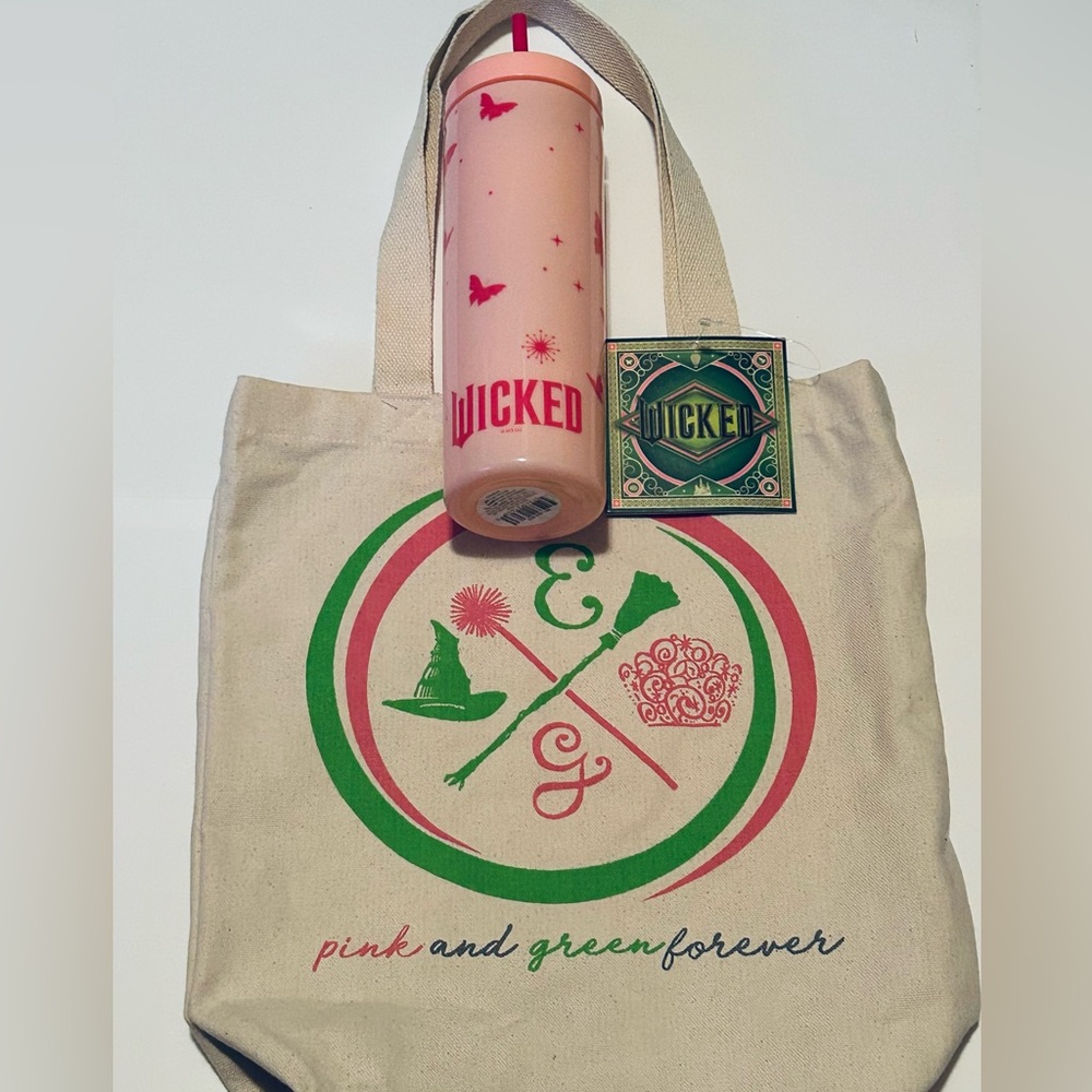 NEW! WICKED Limited Edition”Pink And Green Forever”Tote Bag And Tumbler Set(NWT)